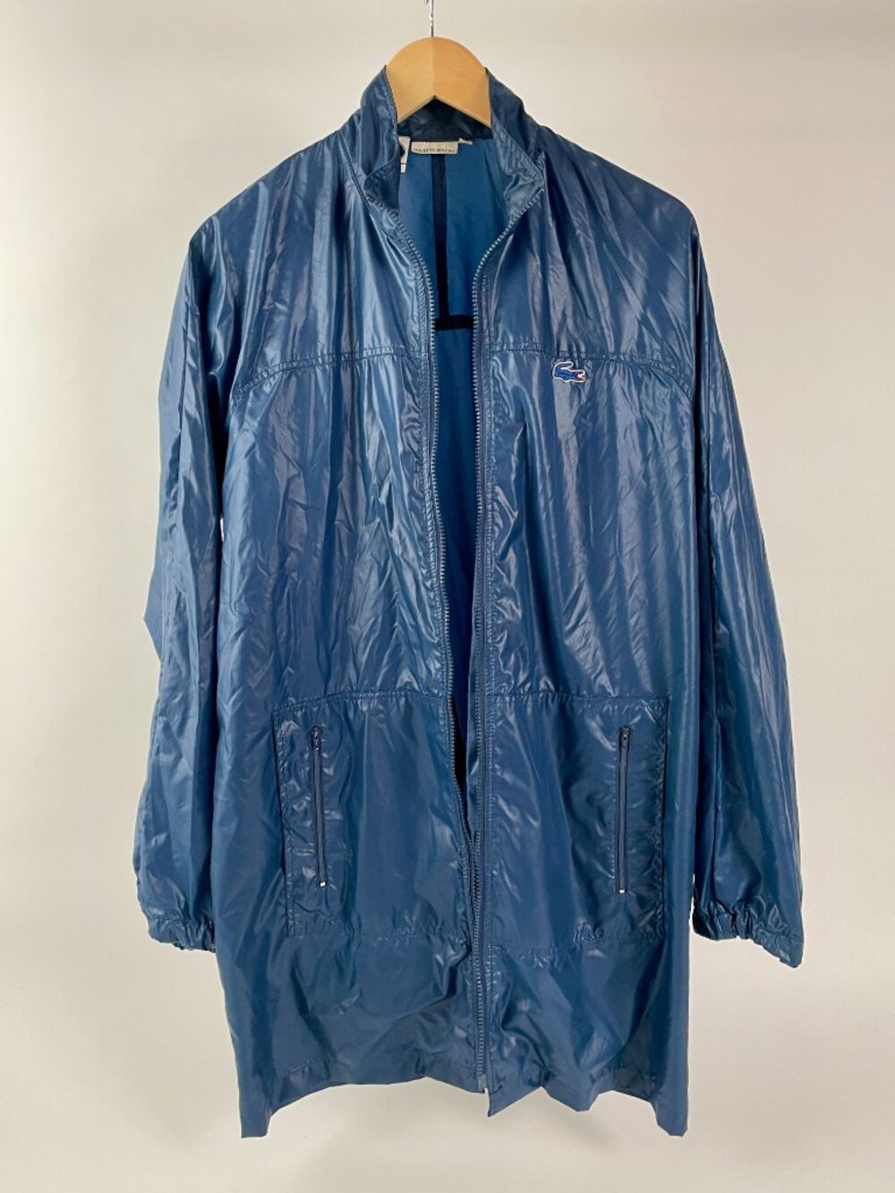 Vintage Lacoste Zip Up Mid Length Windbreaker, Navy Blue, Size M/L